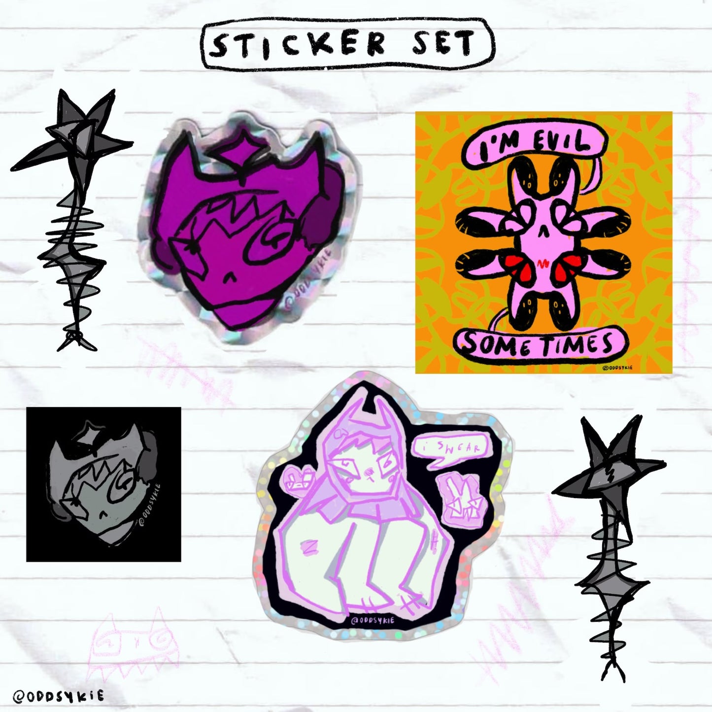 Sykie Sticker Set holographic Vinyl Stickers