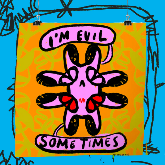 I’M EVIL (some times!) bunny Square Art Print