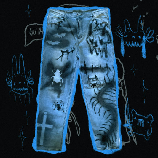 Skulkie + Fr1nds Upcycled Hand painted Trousers